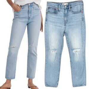Madewell The High-Rise Slim Crop Boyjean in Dumas Wash: Ripped Edition Size 25